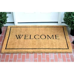 Kirklands Home Doormats|Natural and Black Welcome Doormat, 48x30 in.