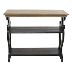 Kirklands Home Console Tables|Natural and Wood 3-Tier Console Table Black