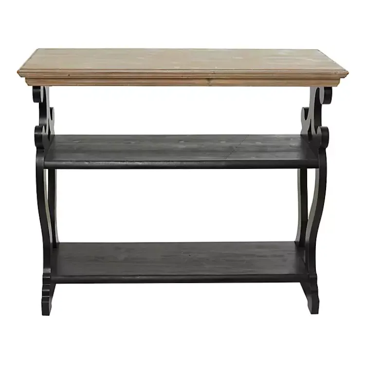 Kirklands Home Console Tables|Natural and Wood 3-Tier Console Table Black