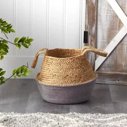 Discount Natural and Gray Woven Jute Planter Basket Baskets & Boxes