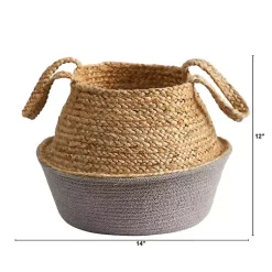 Discount Natural and Gray Woven Jute Planter Basket Baskets & Boxes