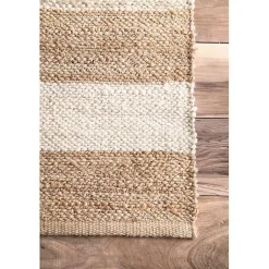 Kirklands Home Area Rugs|Natural and White Striped Felix Area Rug, 7x9