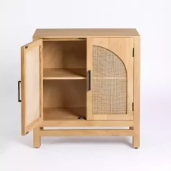 Kirklands Home Cabinets & Sideboards|Natural Arch Cane and Wood Cabinet Tan