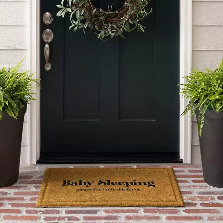 Kirklands Home Doormats|Natural Baby Sleeping Funny Doormat Tan