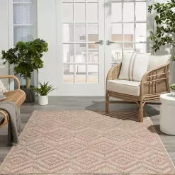 Kirklands Home Outdoor Rugs|Natural Beige Diamond Indoor/Outdoor Area Rug, 4x6 Tan