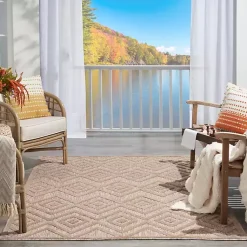 Kirklands Home Outdoor Rugs|Natural Beige Diamond Indoor/Outdoor Area Rug, 4x6 Tan