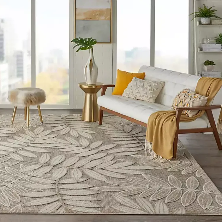 Kirklands Home Outdoor Rugs|Natural Botanical Leaves Outdoor Area Rug, 9x13