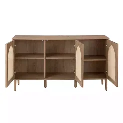 Kirklands Home Cabinets & Sideboards|Natural Cane Wood Arched Sideboard Cabinet