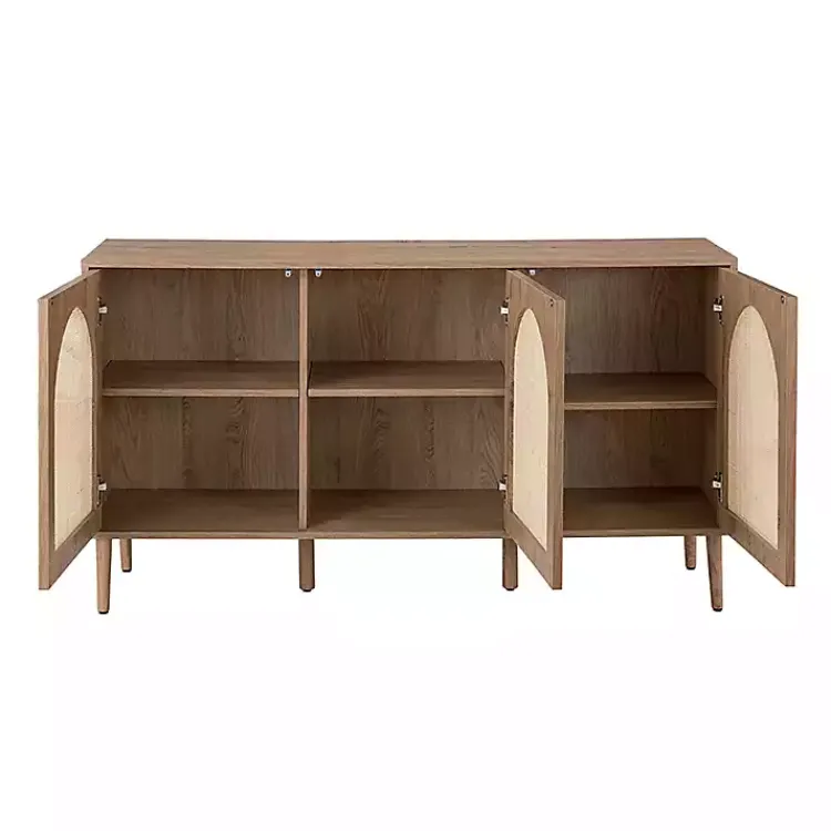 Kirklands Home Cabinets & Sideboards|Natural Cane Wood Arched Sideboard Cabinet