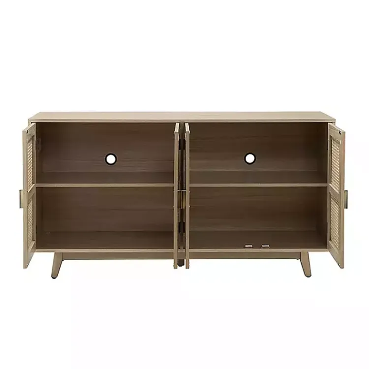 Kirklands Home Cabinets & Sideboards|Natural Cane Wood Storage Media Cabinet Tan
