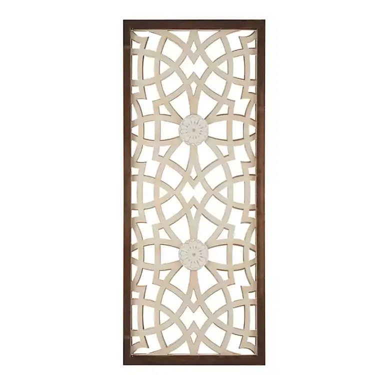 Kirklands Home Wall Plaques|Natural Carved Damask Wooden Wall Plaque Tan