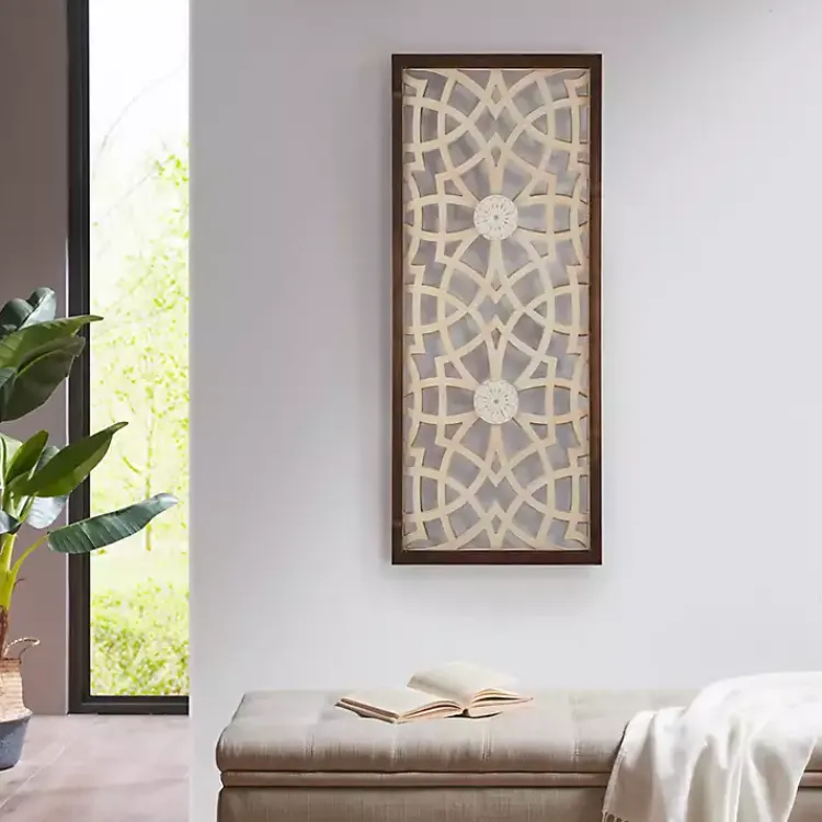 Kirklands Home Wall Plaques|Natural Carved Damask Wooden Wall Plaque Tan