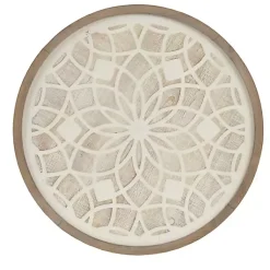 Kirklands Home Wall Plaques|Natural Carved Wood Medallion Round Wall Plaque Tan
