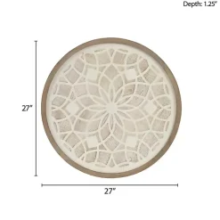 Kirklands Home Wall Plaques|Natural Carved Wood Medallion Round Wall Plaque Tan