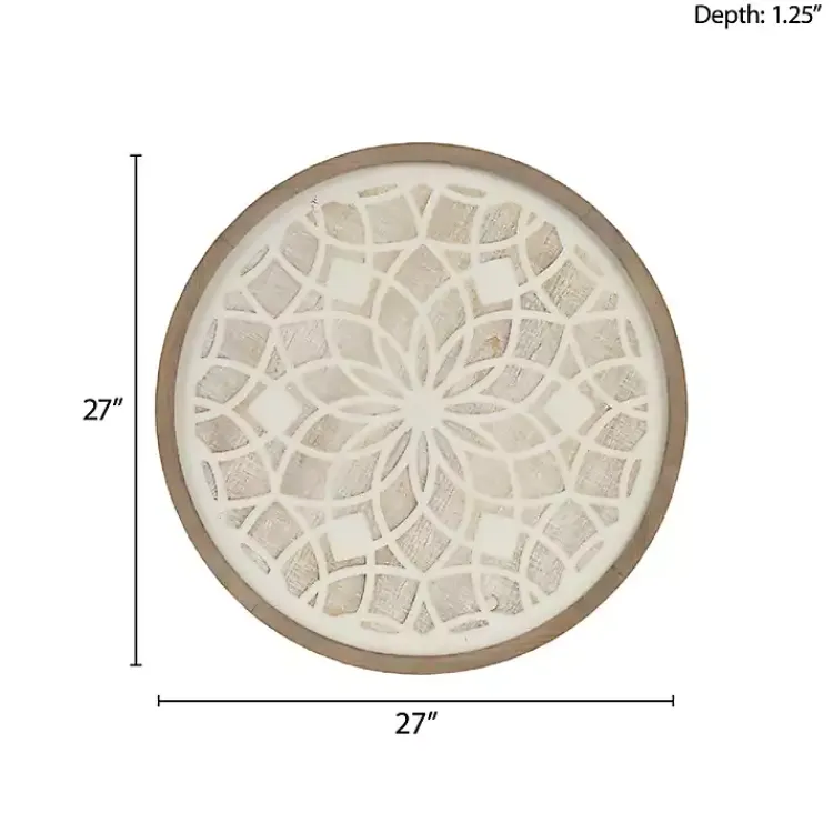 Kirklands Home Wall Plaques|Natural Carved Wood Medallion Round Wall Plaque Tan