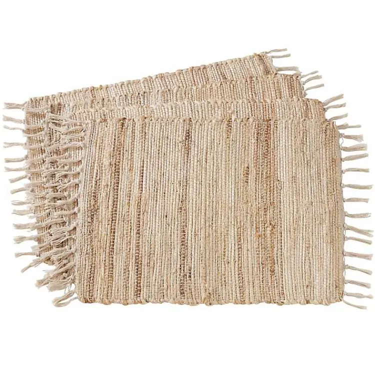Kirklands Home Table Linens|Natural Chindi Tasseled Jute Placemats, Set of 4 Ivory