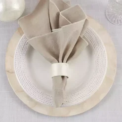 Kirklands Home Table Linens|Natural Cream Marble 4-pc. Napkin Ring Set
