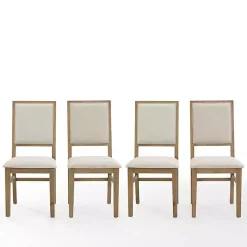 Kirklands Home Dining Chairs|Natural Cream Upholstered Dining Chairs, Set of 4 Ivory
