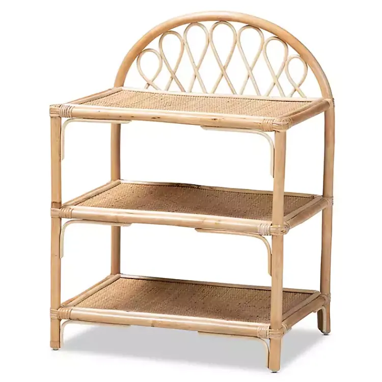 Kirklands Home Bookshelves|Natural Curled Rattan 3-Tiered Bookcase