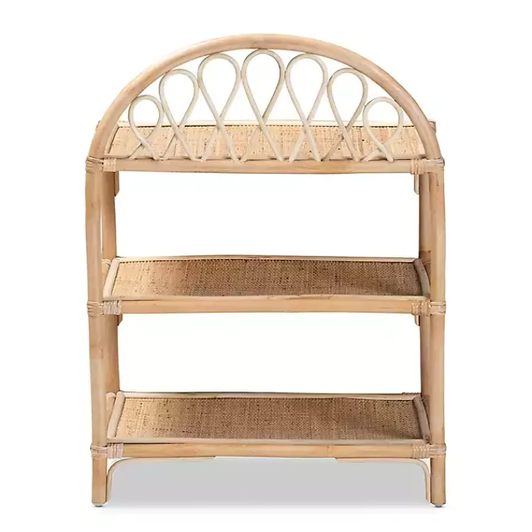 Kirklands Home Bookshelves|Natural Curled Rattan 3-Tiered Bookcase