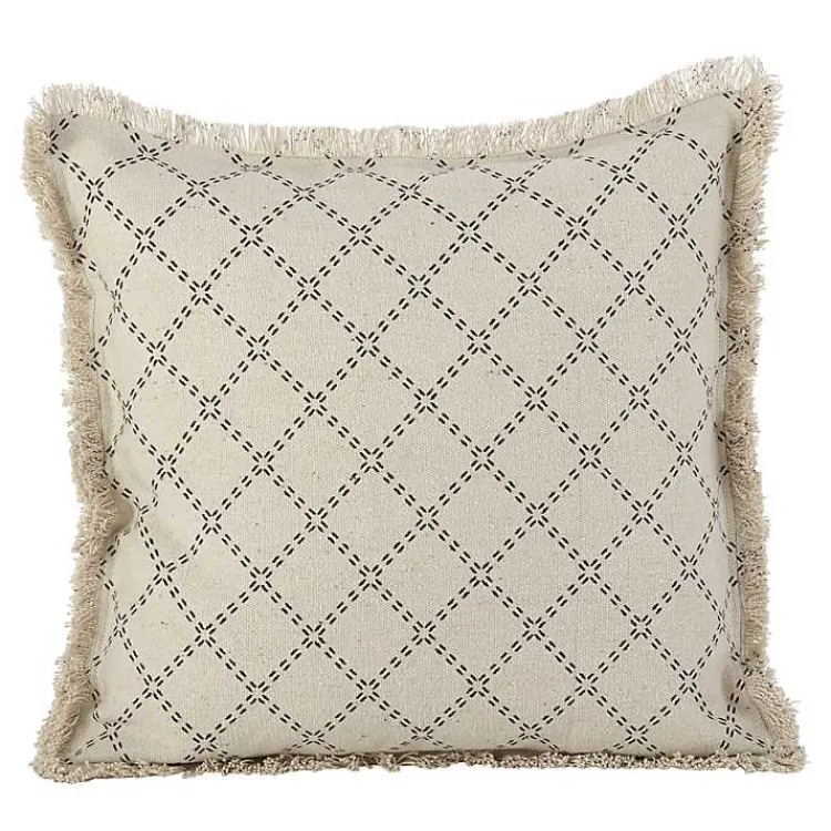 Hot Natural Diamond Pillow with Fringed Edges Pillows