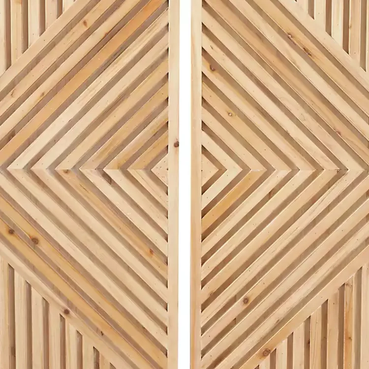 Kirklands Home Wall Plaques|Natural Diamond Wood Panel Wall Plaques, Set of 2 Brown