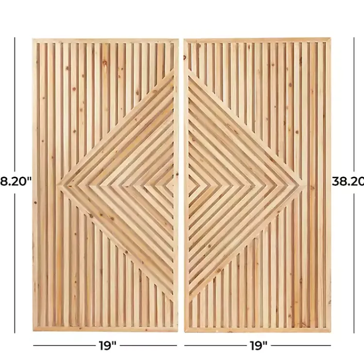 Kirklands Home Wall Plaques|Natural Diamond Wood Panel Wall Plaques, Set of 2 Brown