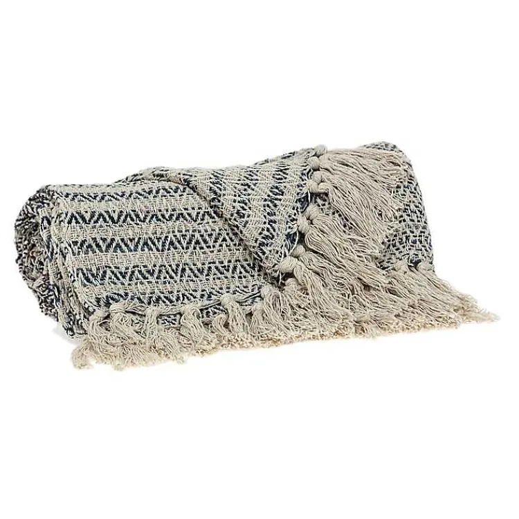 Sale Natural Diamond Wool Handloomed Tassel Throw Blankets & Throws
