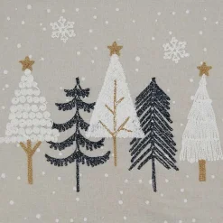 Kirklands Home Table Linens|Natural Embroidered Christmas Trees Table Runner