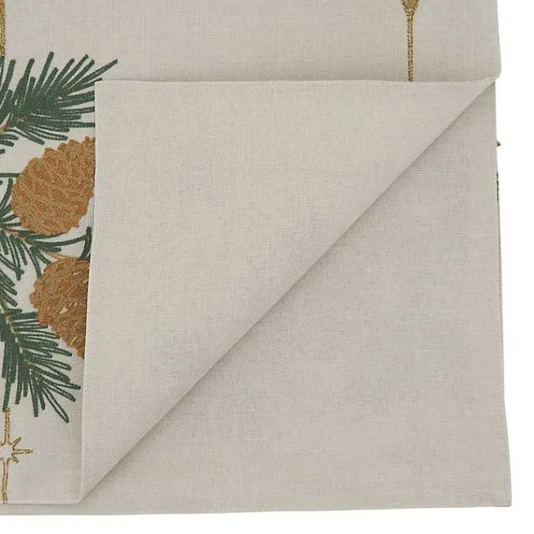 Kirklands Home Table Linens|Natural Embroidered Pinecone Table Runner