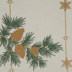 Kirklands Home Table Linens|Natural Embroidered Pinecone Table Runner
