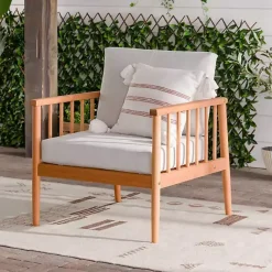 Kirklands Home Outdoor Seating|Natural Eucalyptus Wood Outdoor Accent Chair