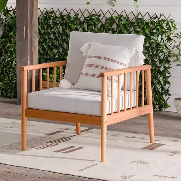 Kirklands Home Outdoor Seating|Natural Eucalyptus Wood Outdoor Accent Chair