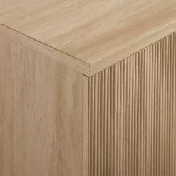 Kirklands Home Cabinets & Sideboards|Natural Fluted Wood 4-Door Scandinavian Cabinet Tan