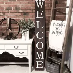 Kirklands Home Garden Decor|Natural Foldable Welcome Porch Board Brown