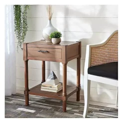 Kirklands Home Accent & End Tables|Natural Geometric Industrial Pull Accent Table Brown
