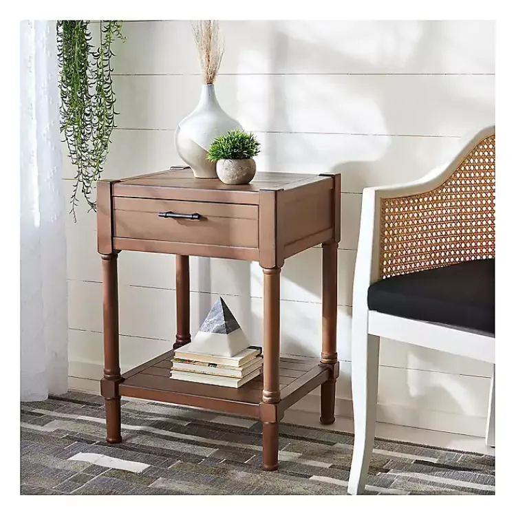 Kirklands Home Accent & End Tables|Natural Geometric Industrial Pull Accent Table Brown
