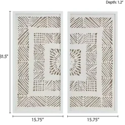 Kirklands Home Framed Art|Natural Geometric Rice Paper Framed Art, Set of 2 Tan