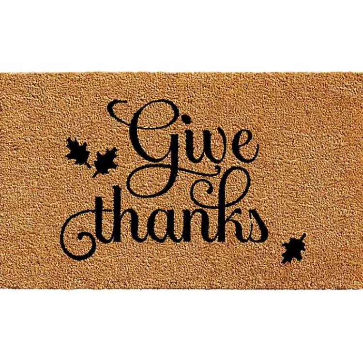 Clearance Natural Give Thanks Thanksgiving Doormat, 36 in. Fall