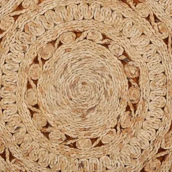 Kirklands Home Area Rugs|Natural Golden Sunshine Circular Area Rug, 4x4 Tan