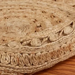 Kirklands Home Area Rugs|Natural Golden Sunshine Circular Area Rug, 4x4 Tan