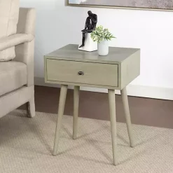 Kirklands Home Accent & End Tables|Natural Wood 1-Drawer Arthur Accent Table Gray