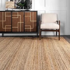 Kirklands Home Area Rugs|Natural Hand Woven Rigo Jute Area Rug, 9x12 Tan