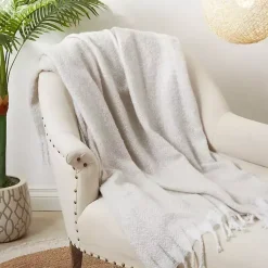 Hot Natural Herringbone Faux Mohair Throw Blankets & Throws
