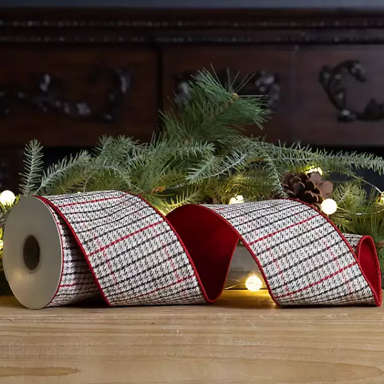 Sale Natural Houndstooth 10 yard Christmas Ribbon Christmas Decorations