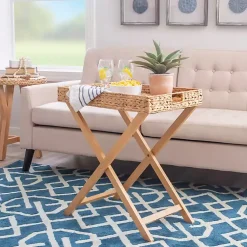 Kirklands Home Accent & End Tables|Natural Hyacinth Haysom Tray Table Tan