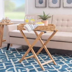 Kirklands Home Accent & End Tables|Natural Hyacinth Haysom Tray Table Tan