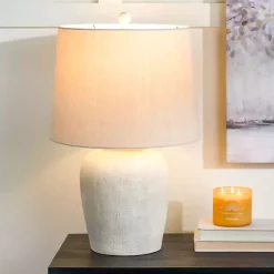 Kirklands Home Table Lamps|Natural Textured Table Lamp Ivory