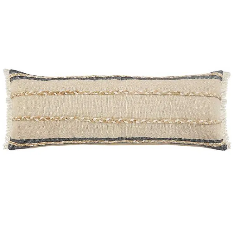 Best Natural Jute Braided Stripe Lumbar Pillow Pillows