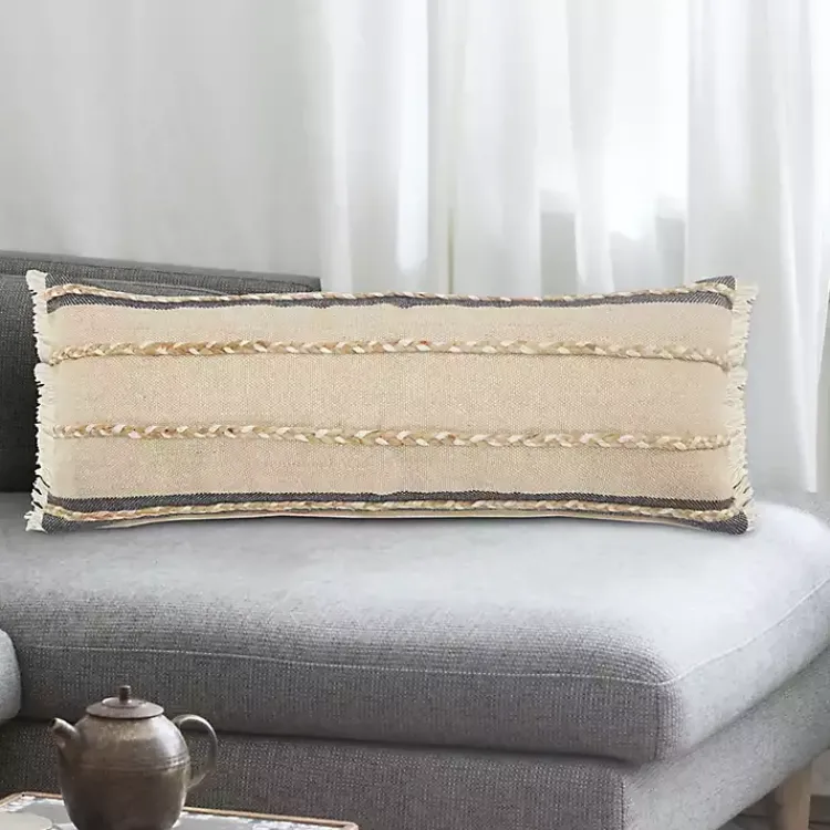 Best Natural Jute Braided Stripe Lumbar Pillow Pillows
